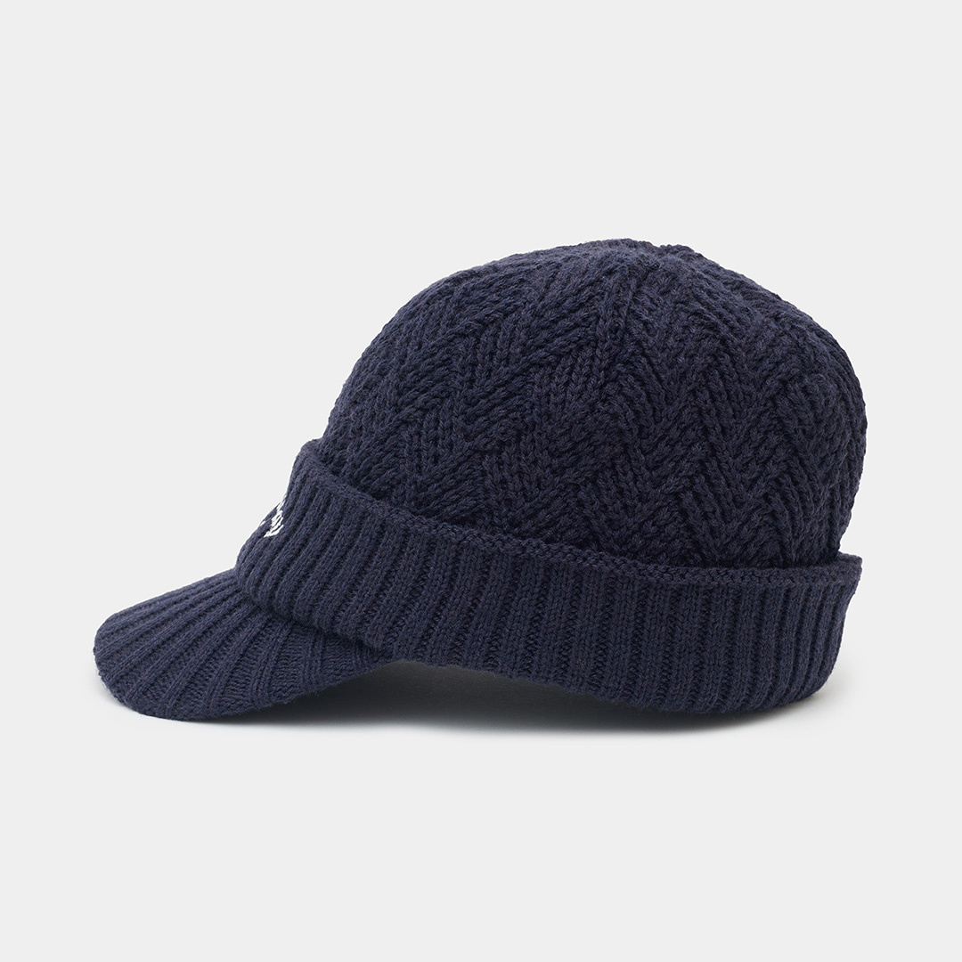 ダイヤ柄ツバ付きニット (MENS)
