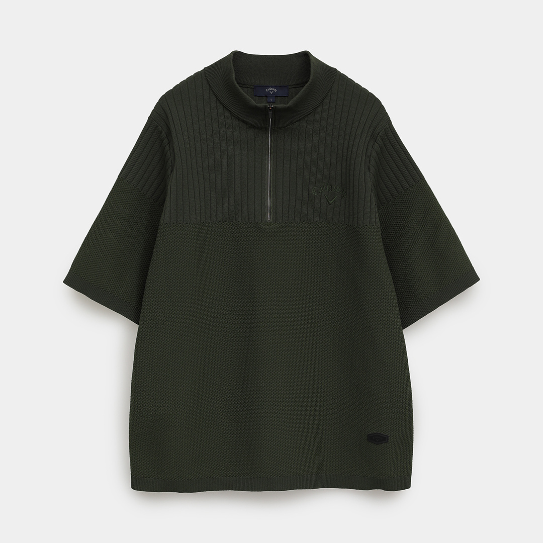 半袖ハーフジップモックネックニット ※4Lサイズあり (MENS)