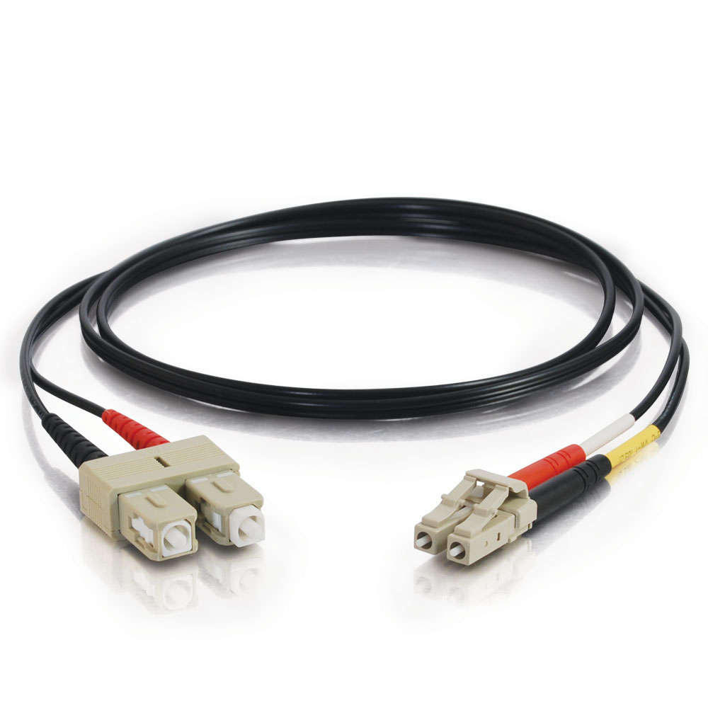 LC-SC 50/125 OM2 Duplex Multimode Fiber Optic Cable - Plenum CMP-Rated - Black