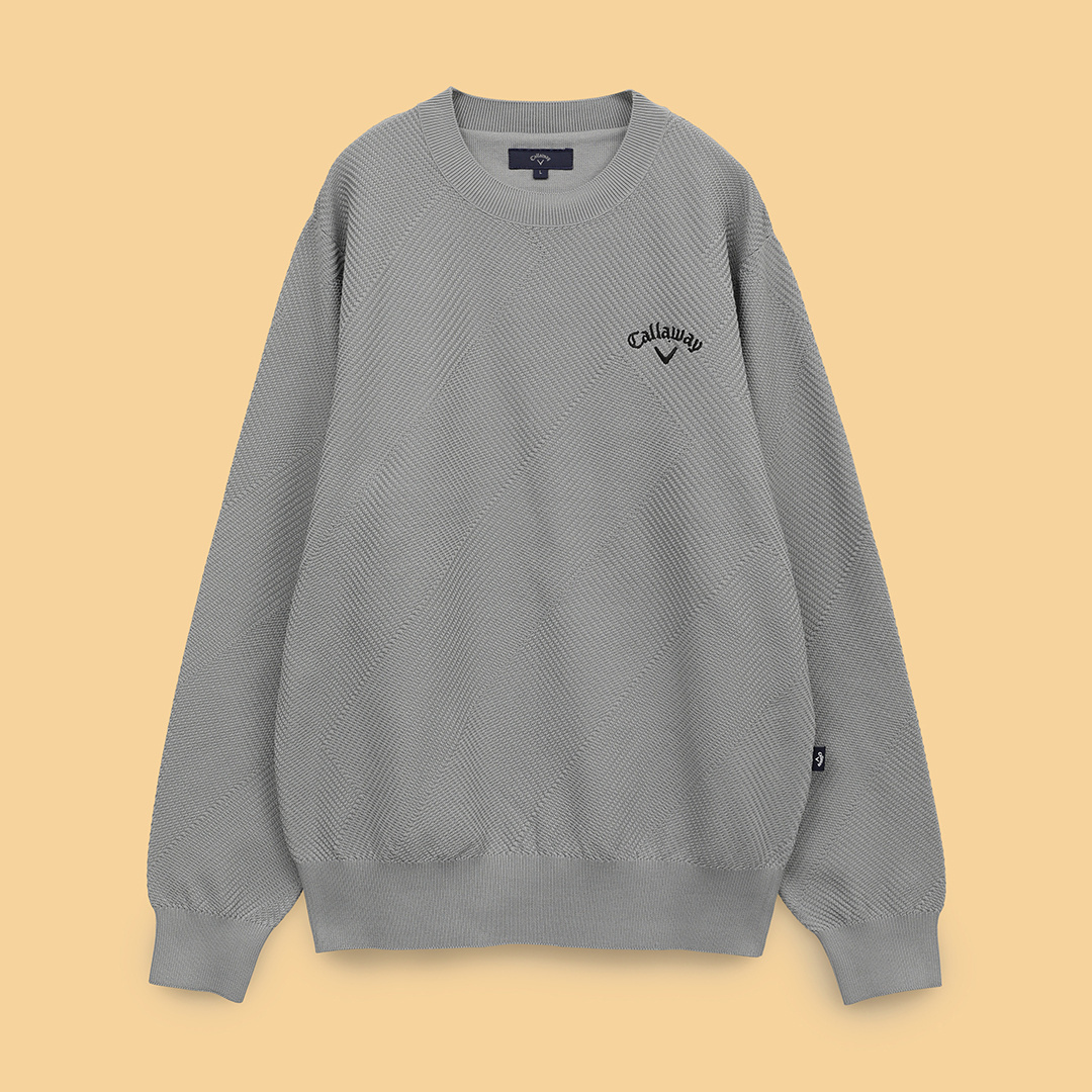 ゴルフ　ニット 変形編地クルーネックニット (MENS)
