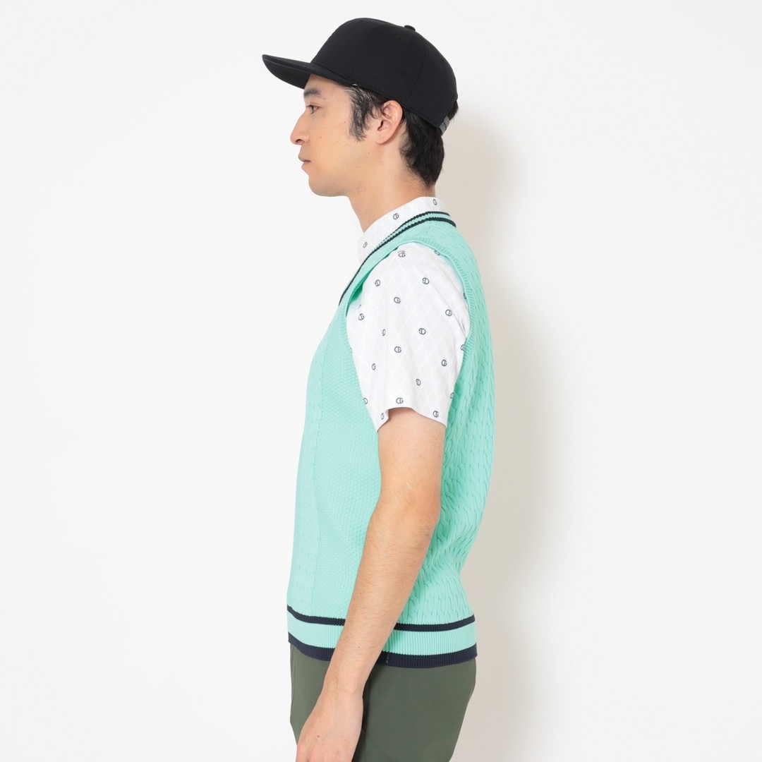 ケーブル編みVネックニットベスト (MENS)
