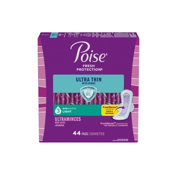 Poise Ultra Thin Pad w/Wings, Light, 44/bag (EPUTLPWGT Health & Beauty Health Care Incontinence Aids) photo