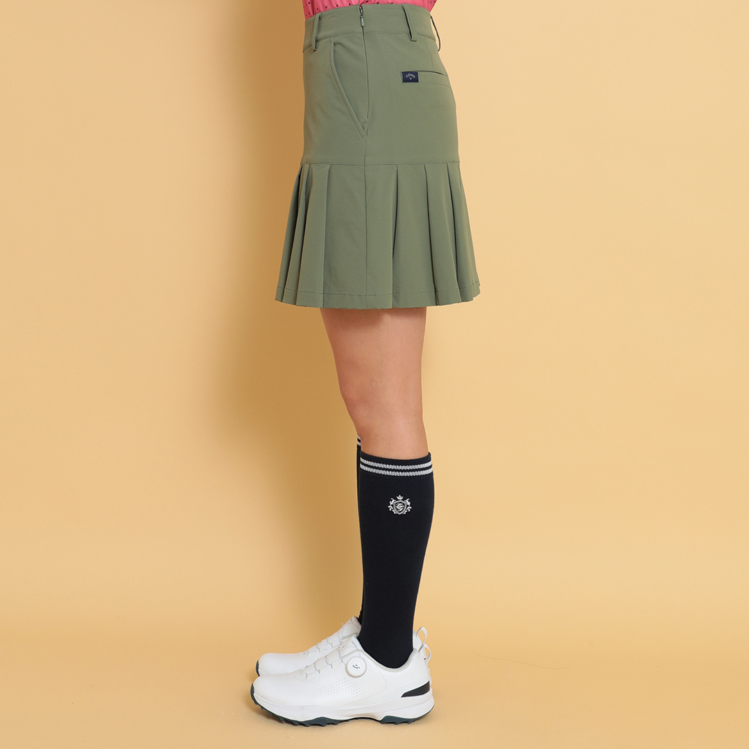 ナイロンストレッチプリーツスカート (WOMENS)