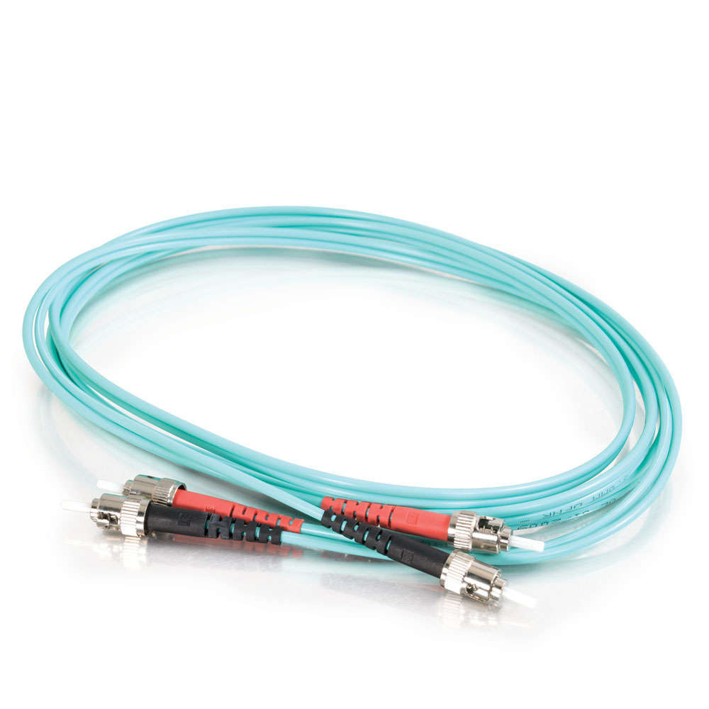 ST-ST 10Gb 50/125 OM3 Duplex Multimode PVC Fiber Optic Cable - Aqua