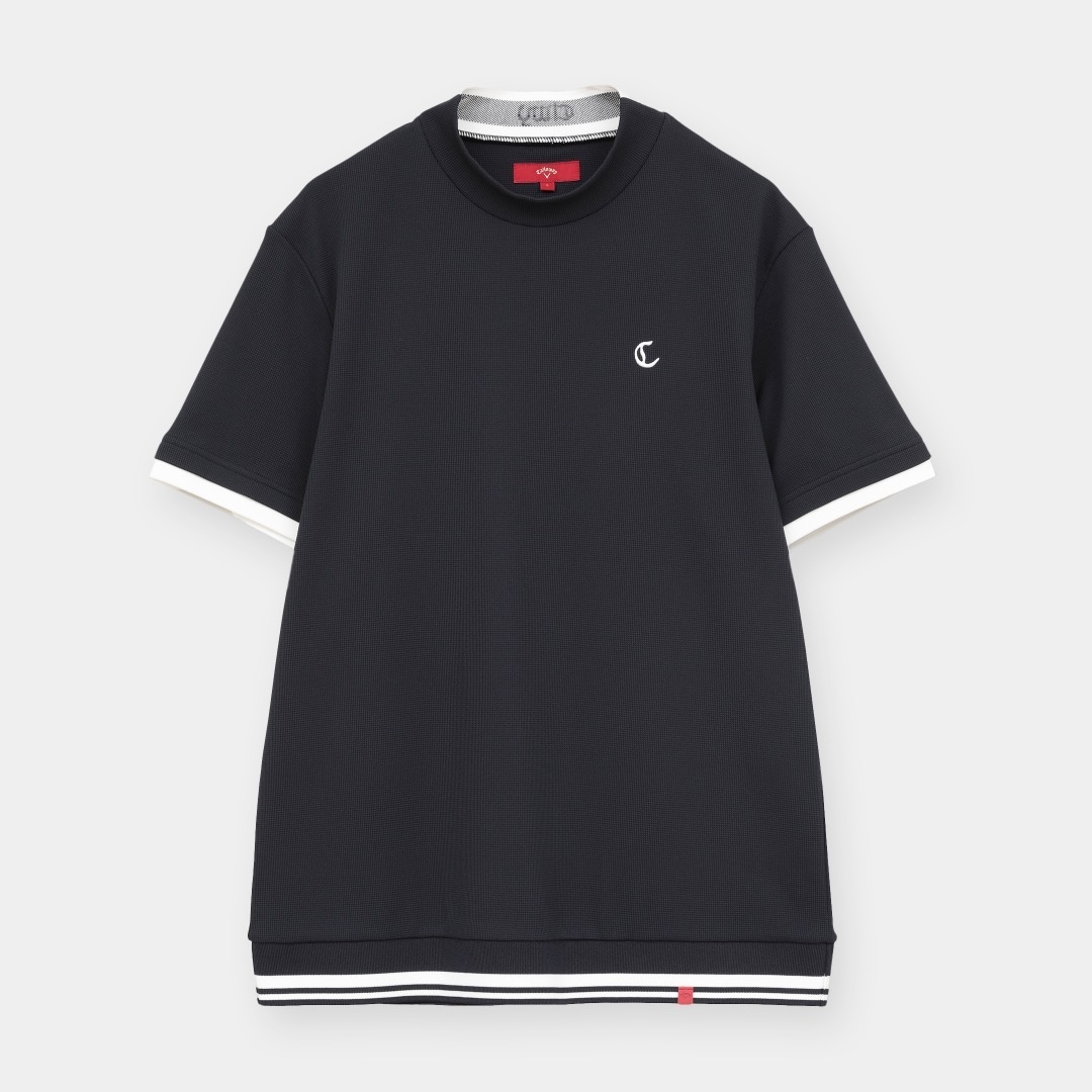 ハイストレッチミニワッフルモックネックシャツ (MENS)
