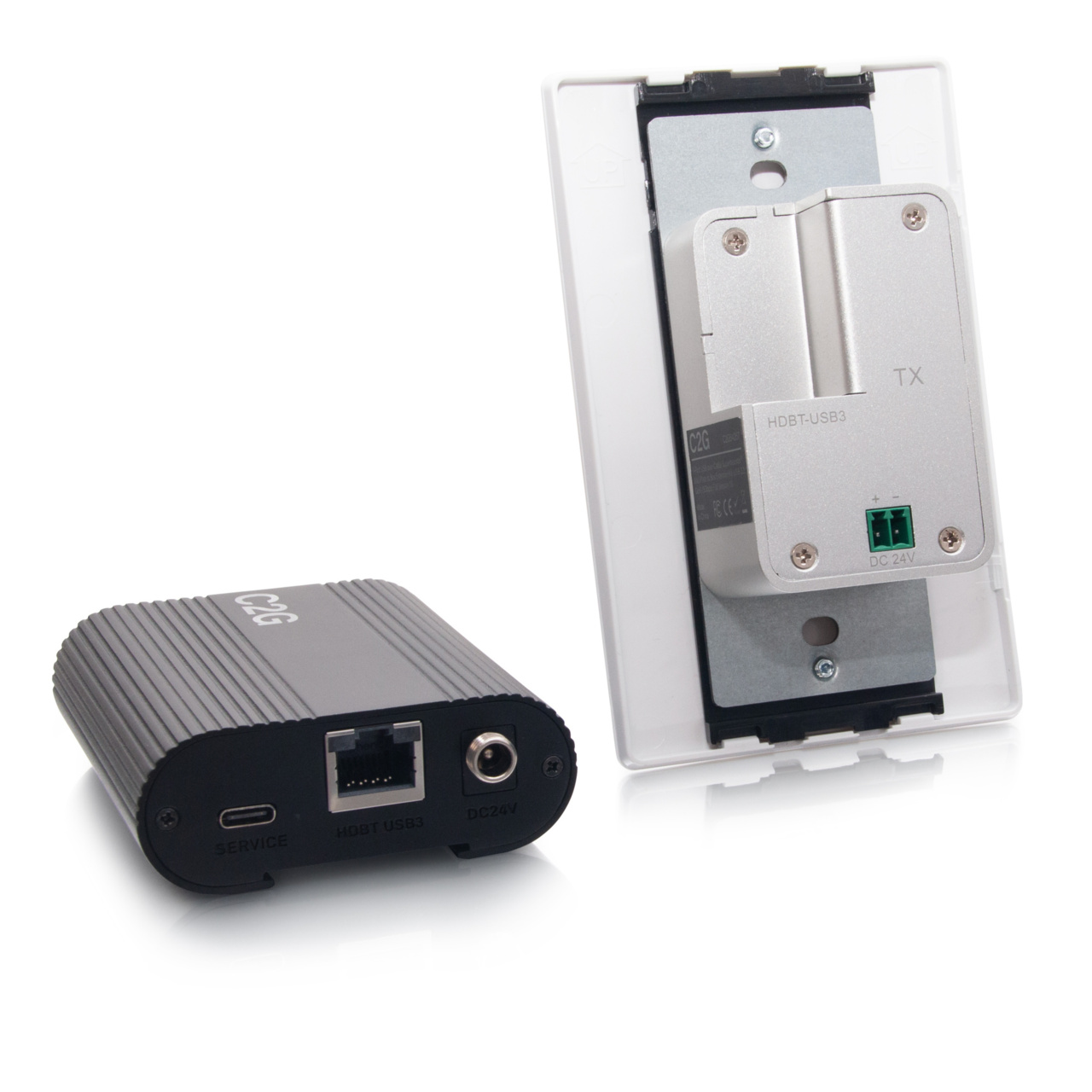 Superbooster 1-Port USB over Cat6a Wall Plate to Box Extender Kit  