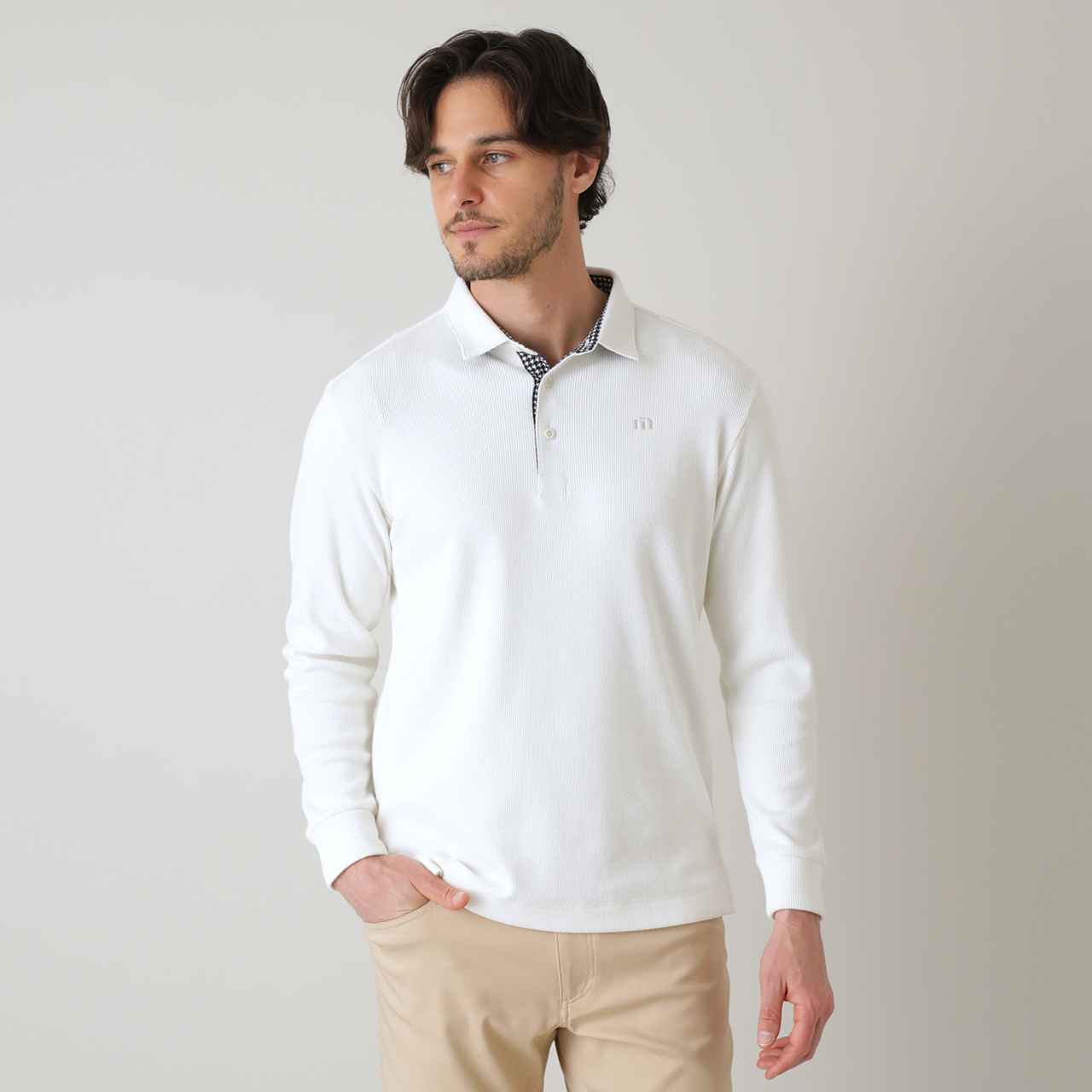 長袖ワッフルポロ(MENS)