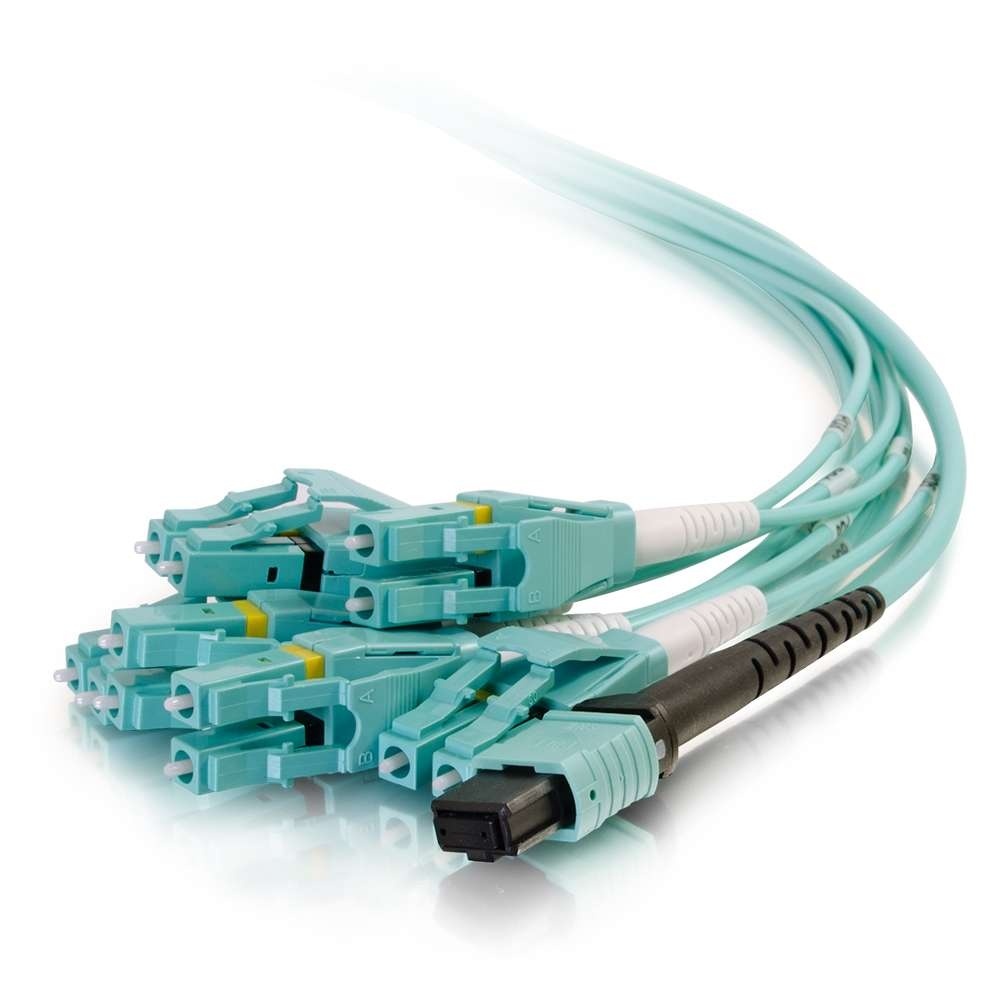 MTP Compatible MPO to 6 Duplex Fiber Breakout Cable OM4 riser rated (OFNR)