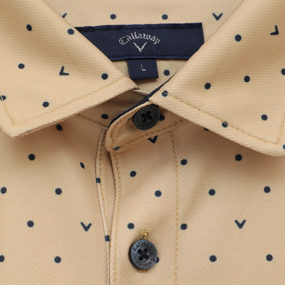 ポリエステルメッシュドット柄半袖シャツ (MENS)