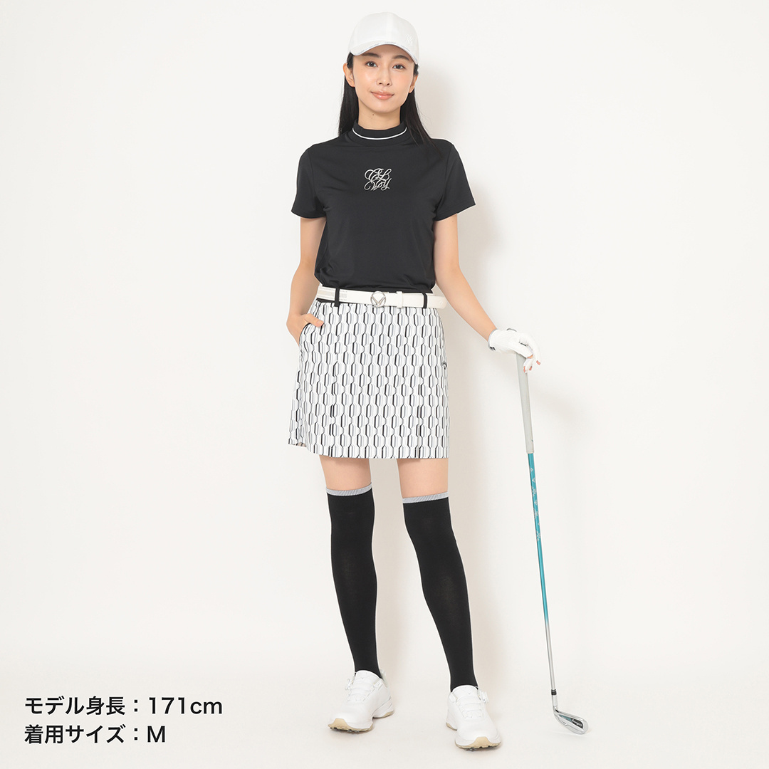 ストレッチスムース半袖モックネックシャツ (WOMENS)