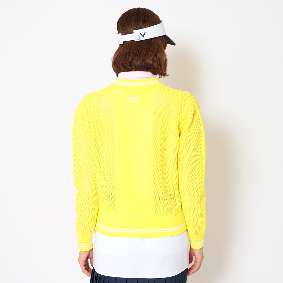 メッシュ編みフルジップニットブルゾン (WOMENS)
