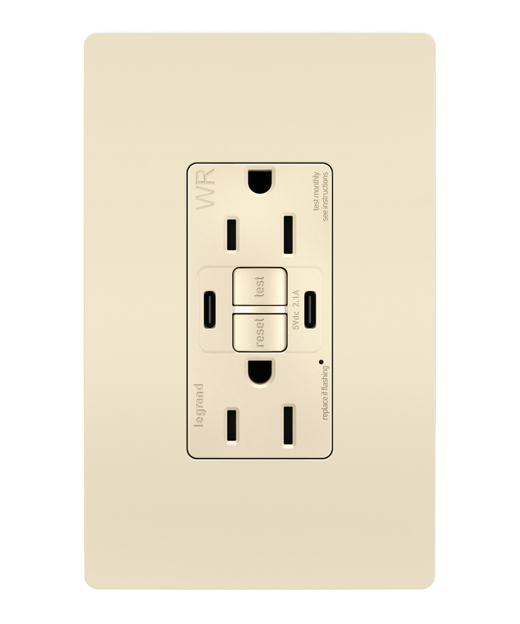 radiant® 15A Tamper-Resisant Outdoor Self-Test GFCI USB Type-C/C Outlet