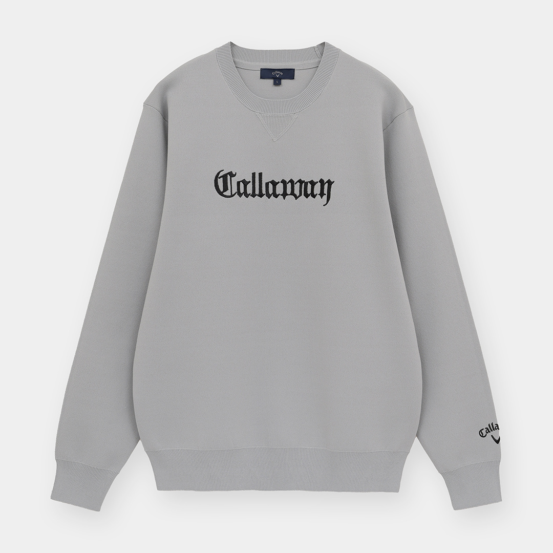 カノコ編みポリエステルクルーネックニット (MENS)