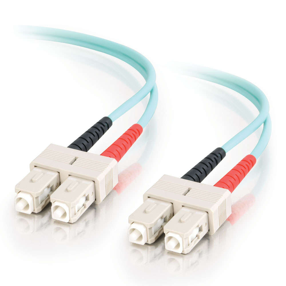 SC-SC 10Gb 50/125 OM3 Duplex Multimode Fiber Optic Cable - Low Smoke Zero Halogen LSZH - Aqua