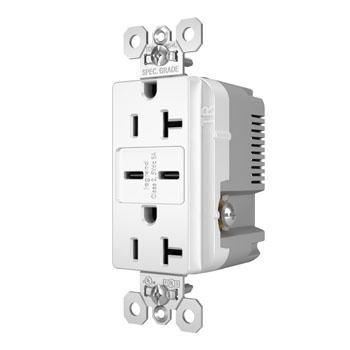 Product image for P&S TR20USBCC6W 20A 125V TR REC + 2