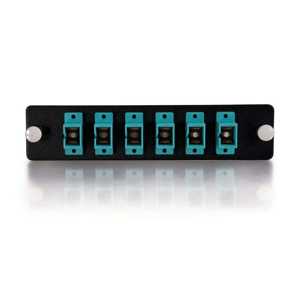 6-Strand, SC, PB Insert, Multimode, Aqua Adapter Panel