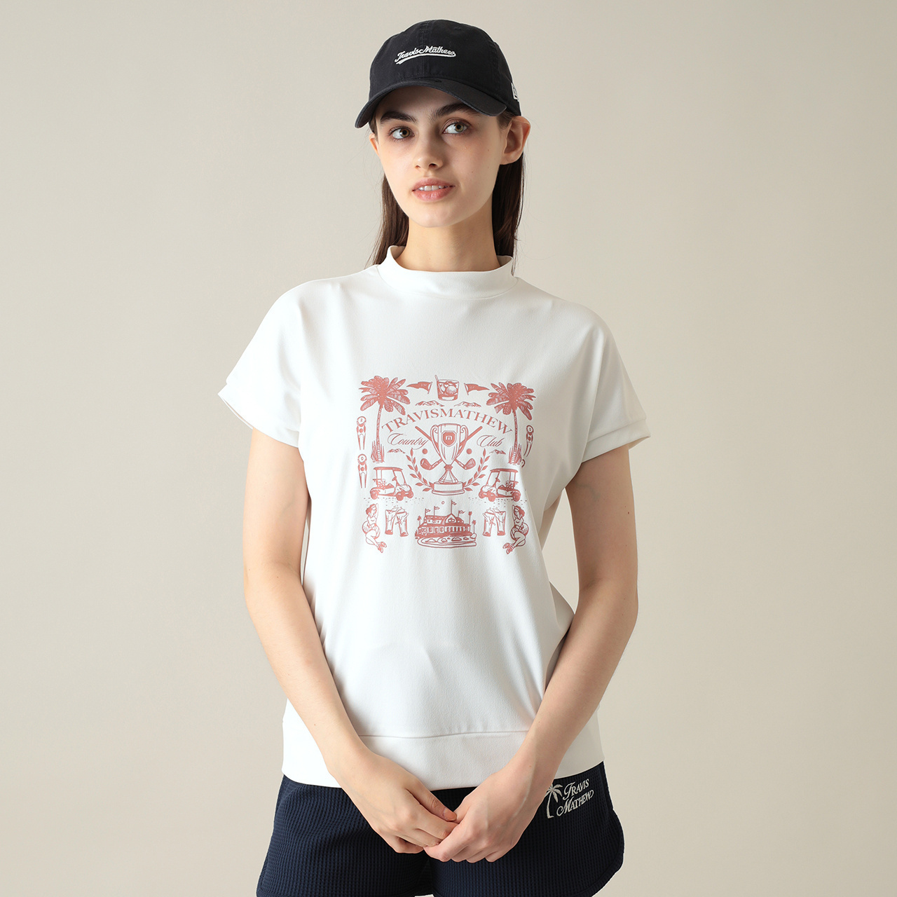 遮熱UVカット フレンチスリーブリラックスモックネック(WOMENS)