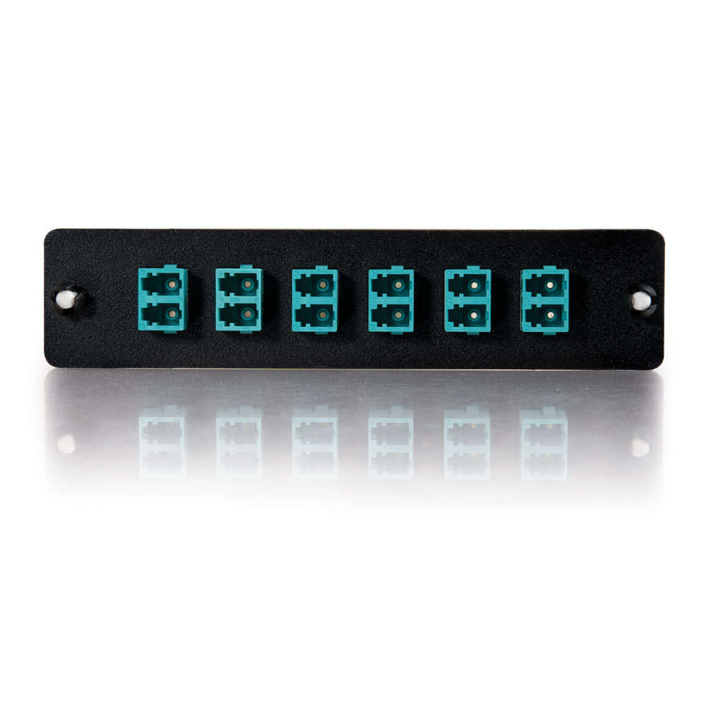 12-Strand, LC Duplex, PB Insert, Multimode, Aqua Adapter Panel