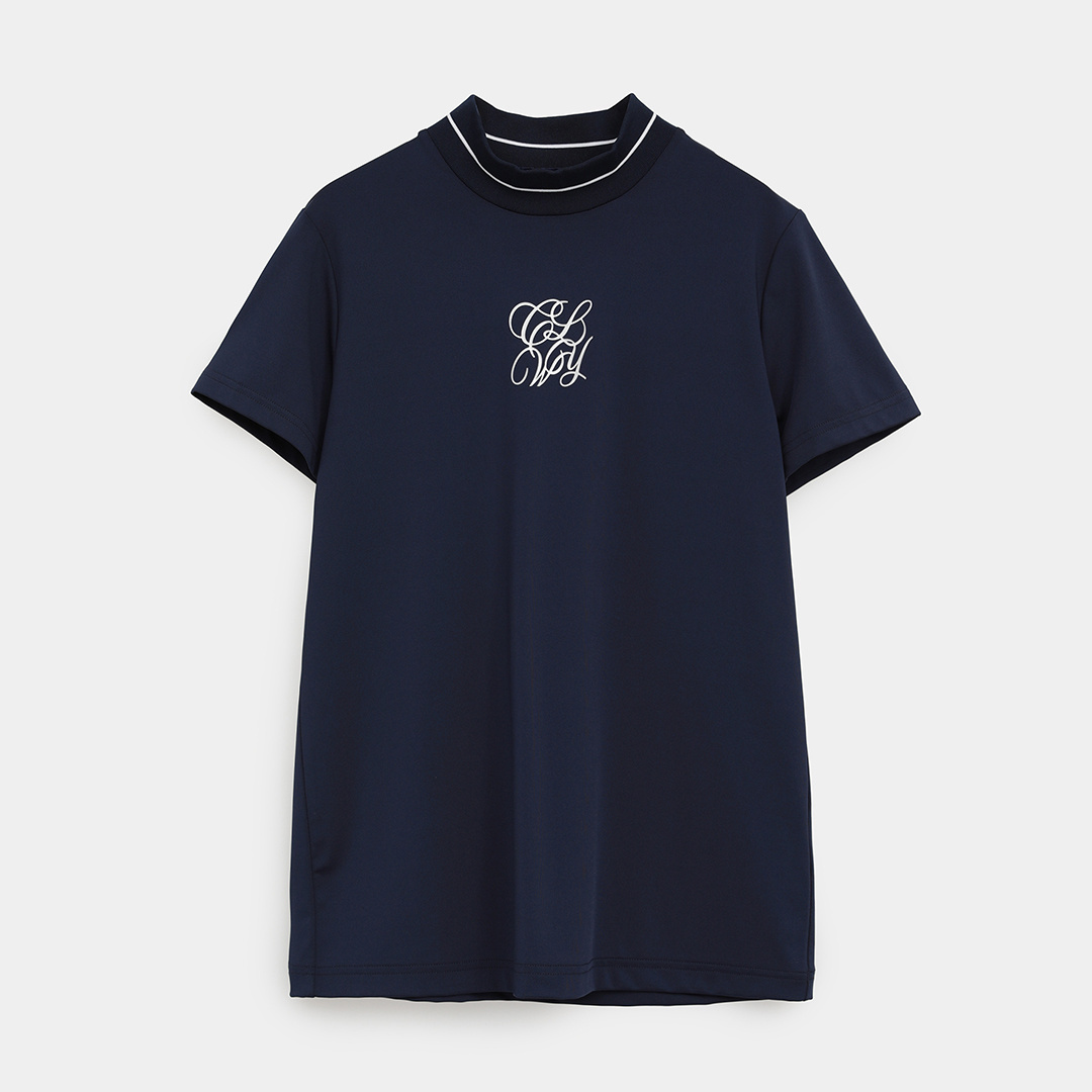 ストレッチスムース半袖モックネックシャツ (WOMENS)