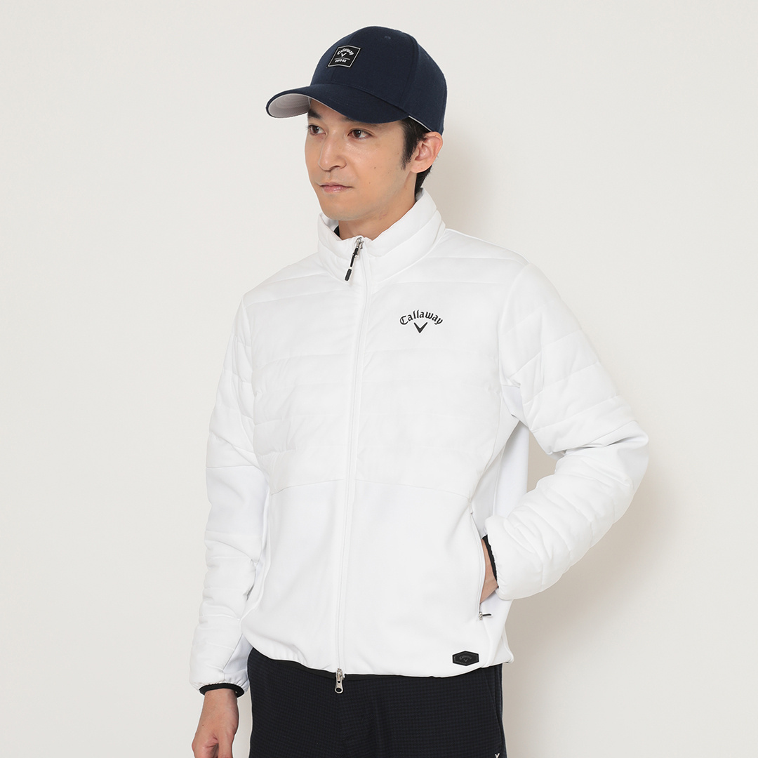 キャロウェイ★ダブルジップ 中綿 ジャケット グレー Mサイズ Callaway キャロウェイ 2WAY中綿ジャケット グレー×ネイビー