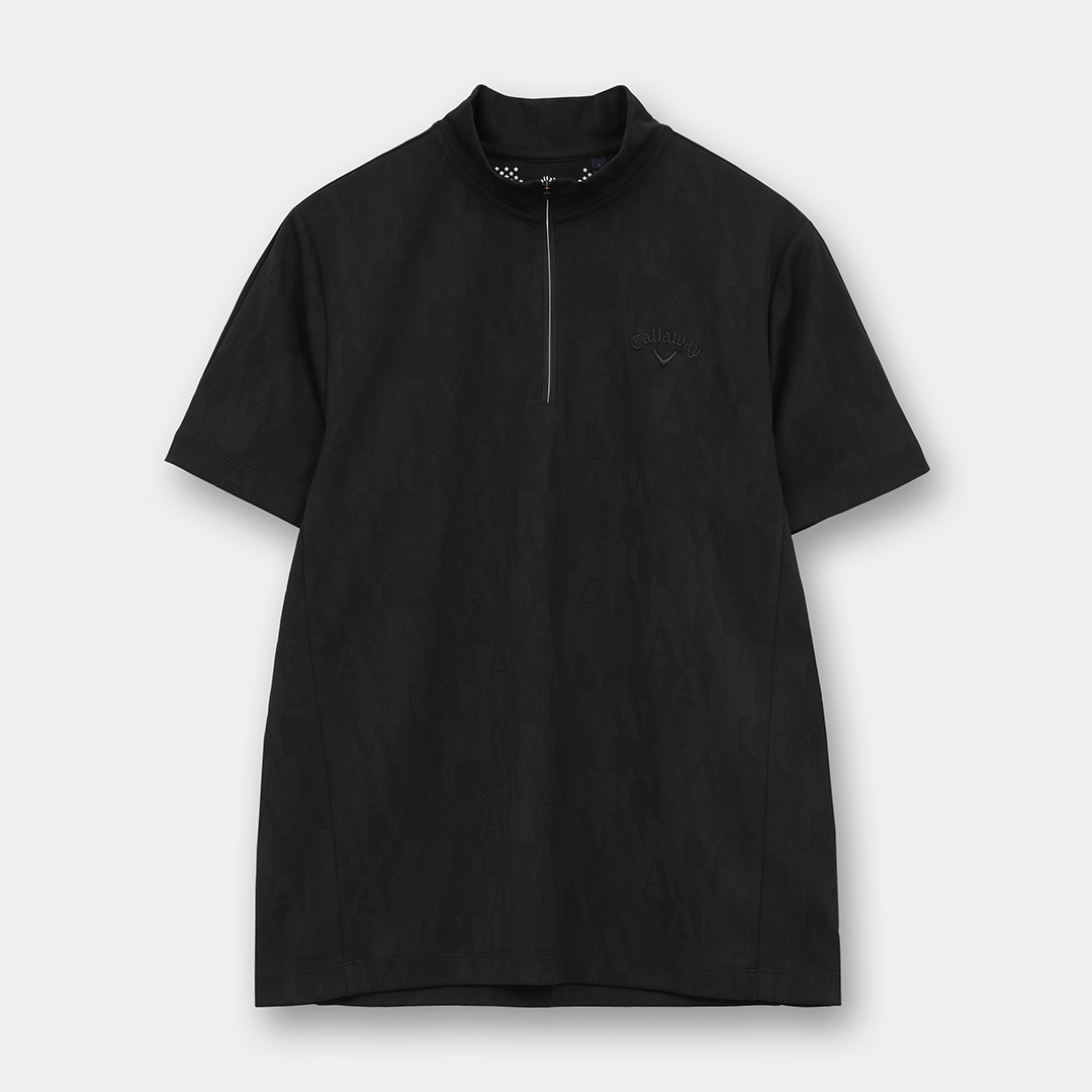 ロゴジャカードハーフジップ半袖モックネック (MENS)