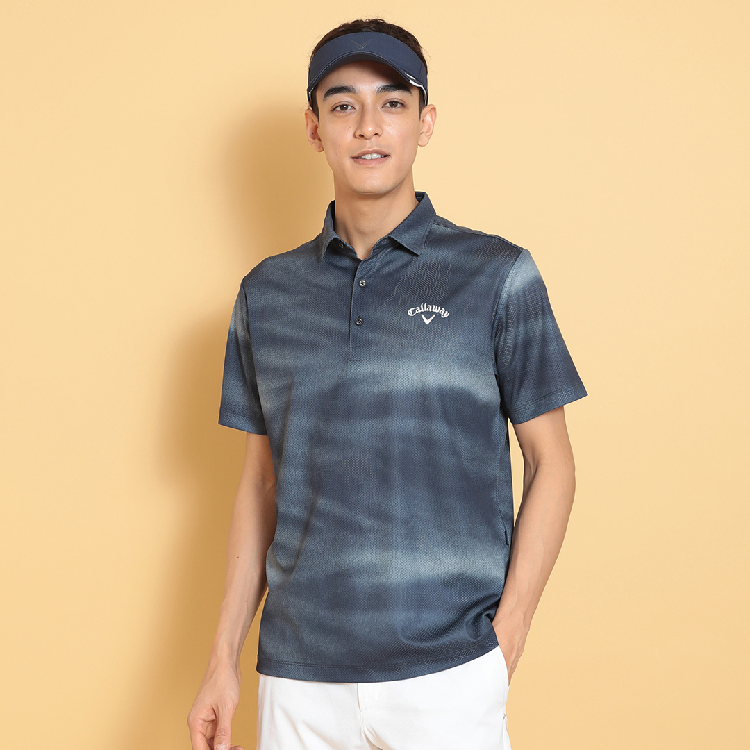 かざあなメッシュ水面プリントシャツ ※4Lサイズあり (MENS)