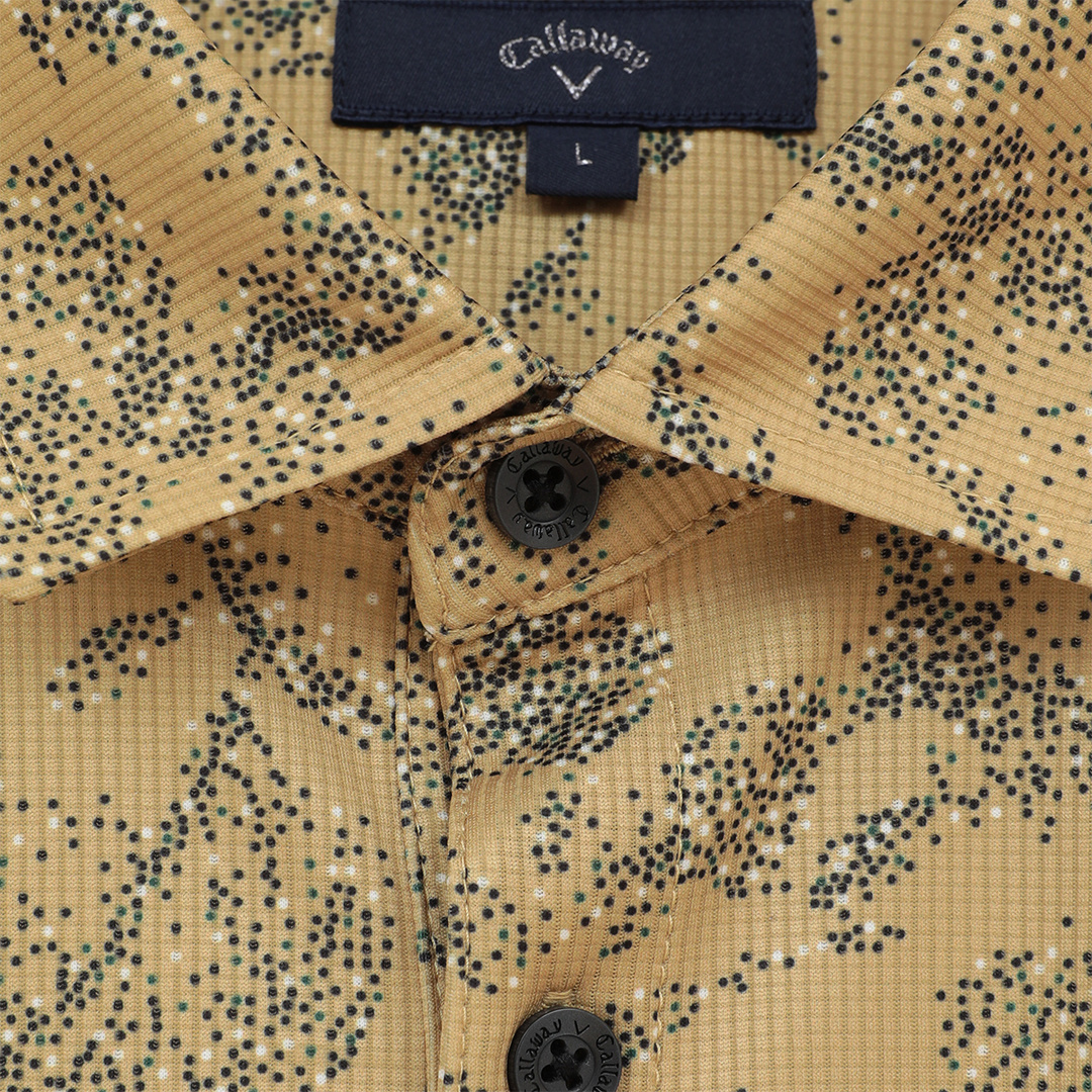 ポリエステルピケ花柄ドット半袖シャツ (MENS)