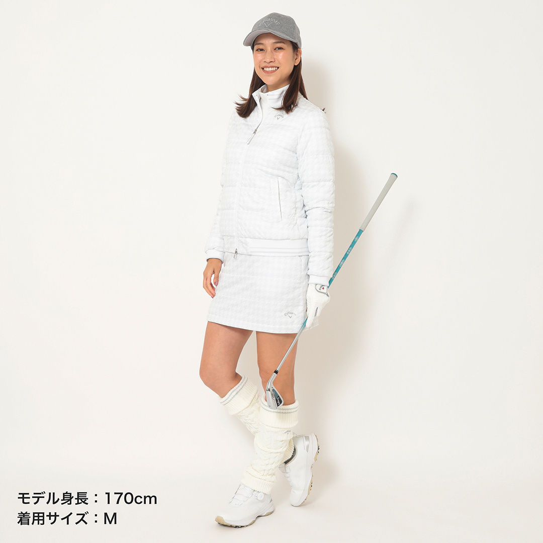 スターストレッチ千鳥プリント中綿ブルゾン (WOMENS)