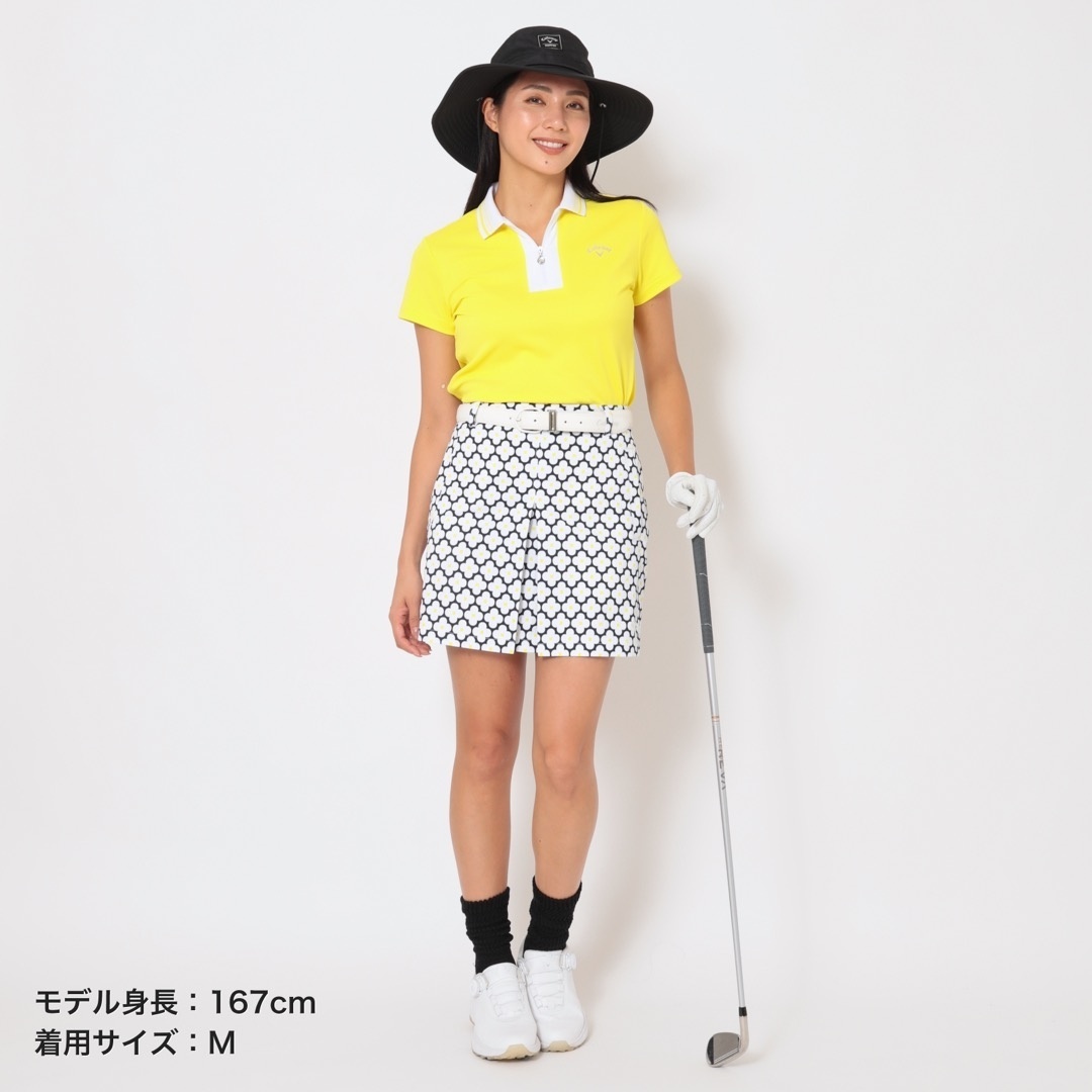 UVカット裏クール半袖ハーフジップシャツ (WOMENS)
