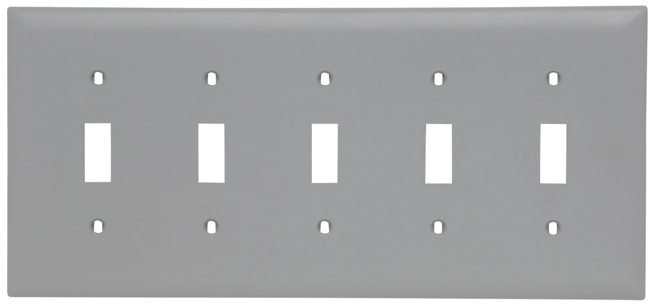 Toggle Switch Openings, Five Gang, Gray