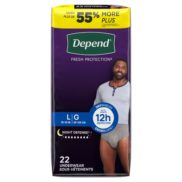 Depend Night Defense Underwear for Men, Large - 44/case (DENDUML Health & Beauty Health Care Incontinence Aids) photo