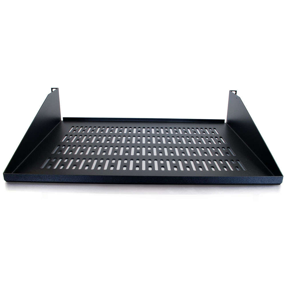 APW Vented Cantilevered Equipment Shelf Black