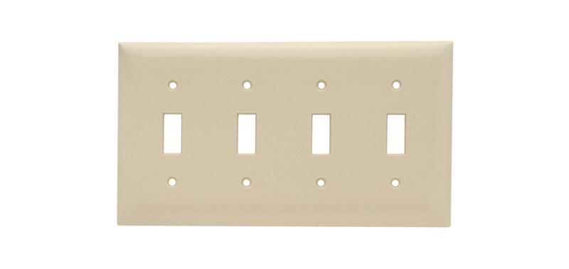 Toggle Switch Openings, Four Gang, Ivory