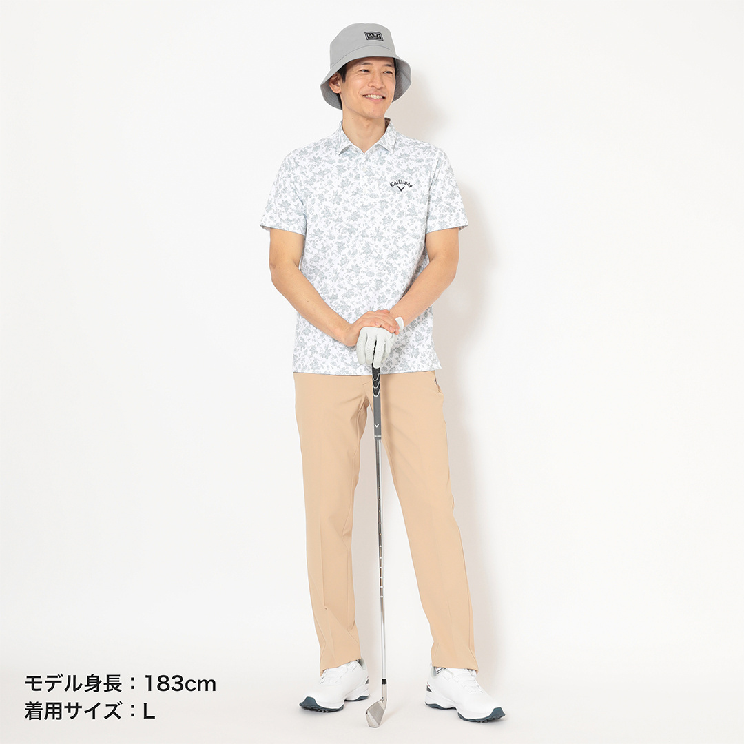 カノコ花柄擦れプリント半袖シャツ (MENS)