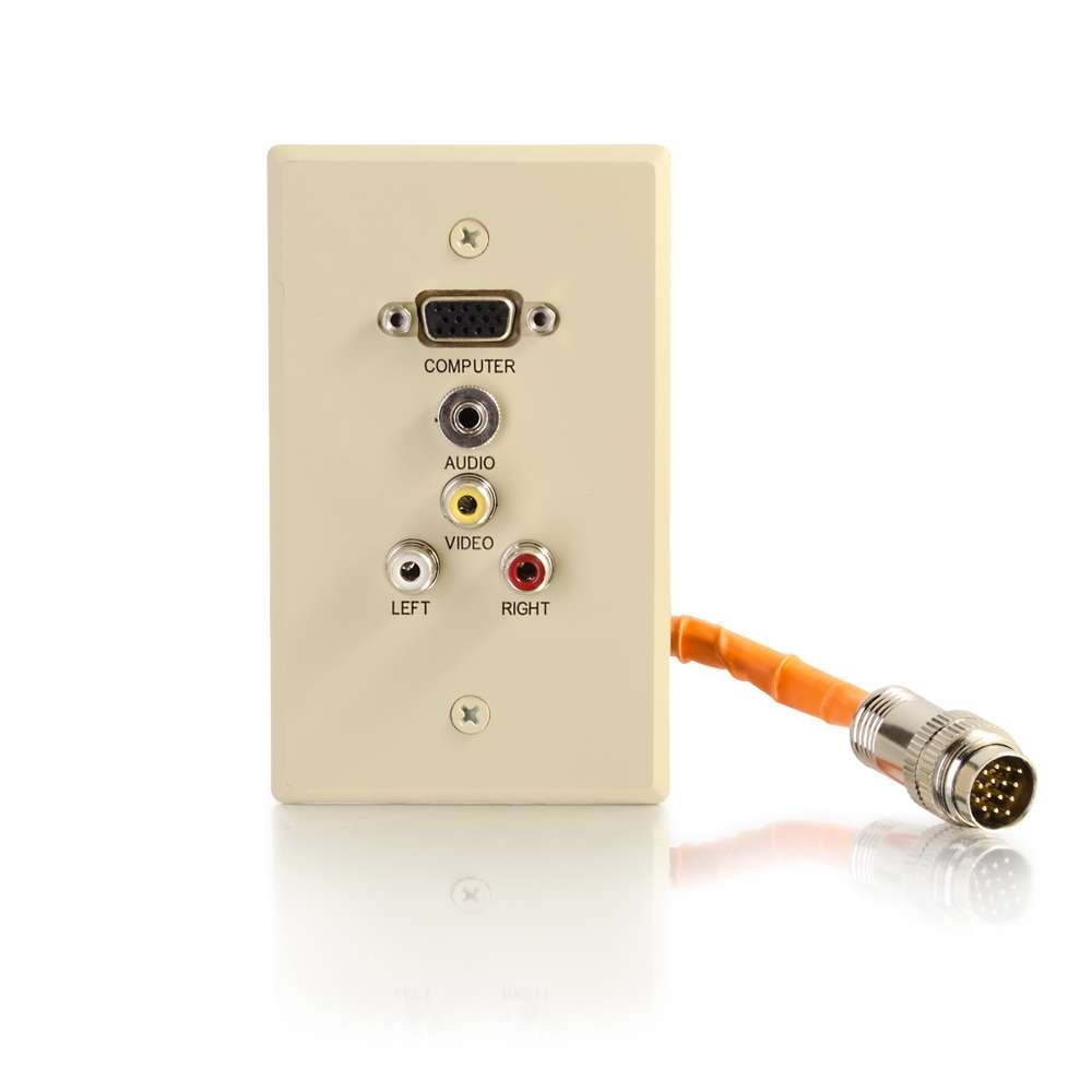 RapidRun® Single Gang Integrated VGA (HD15), 3.5mm, Composite Video, and Stereo Audio Wall Plate