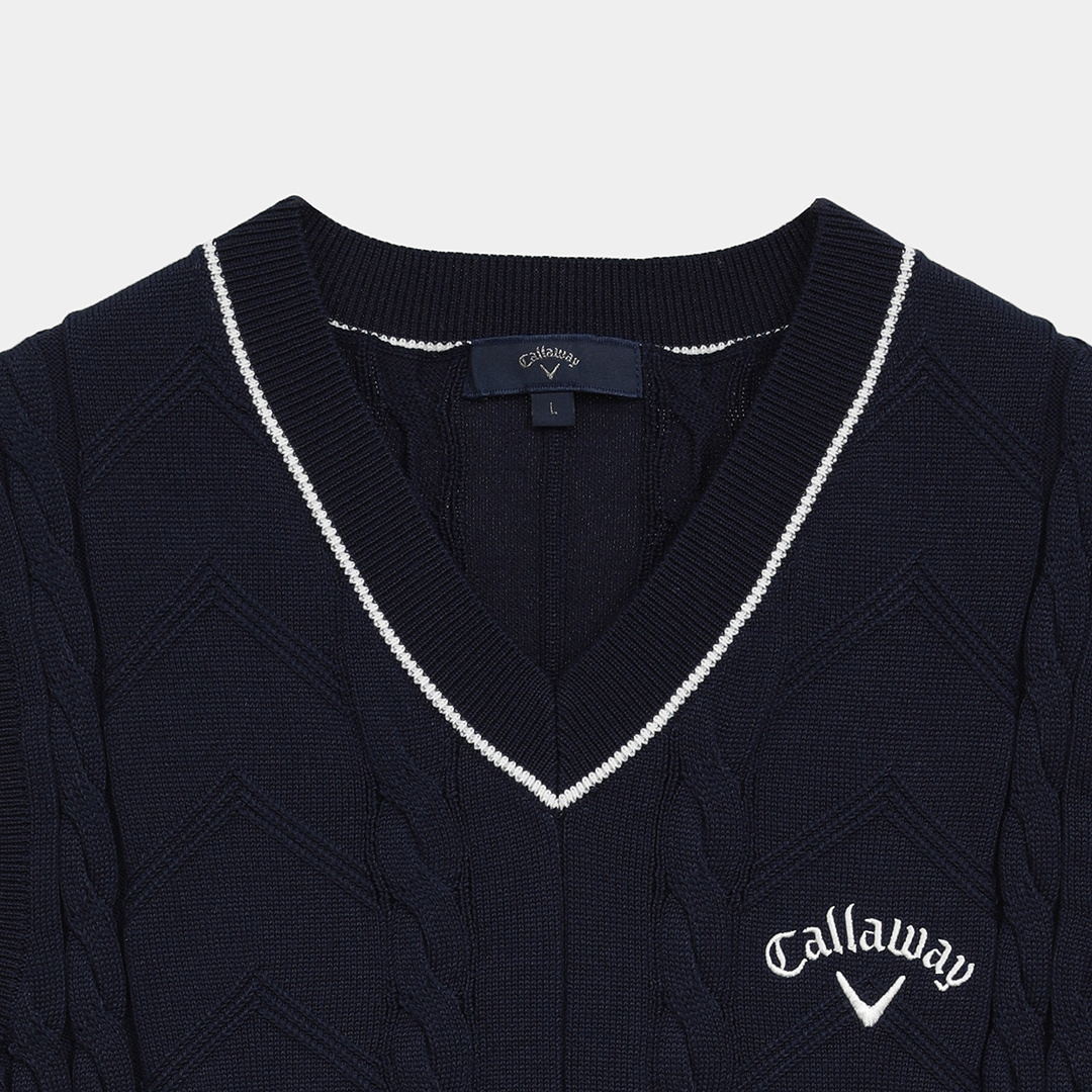 Callaway(キャロウェイ) Vネックニットベスト 白 レディース M ゴルフウェア 1902-0441 中古 CALLAWAY キャロウェイ レッドレーベル Vネック ニットベスト ブラック