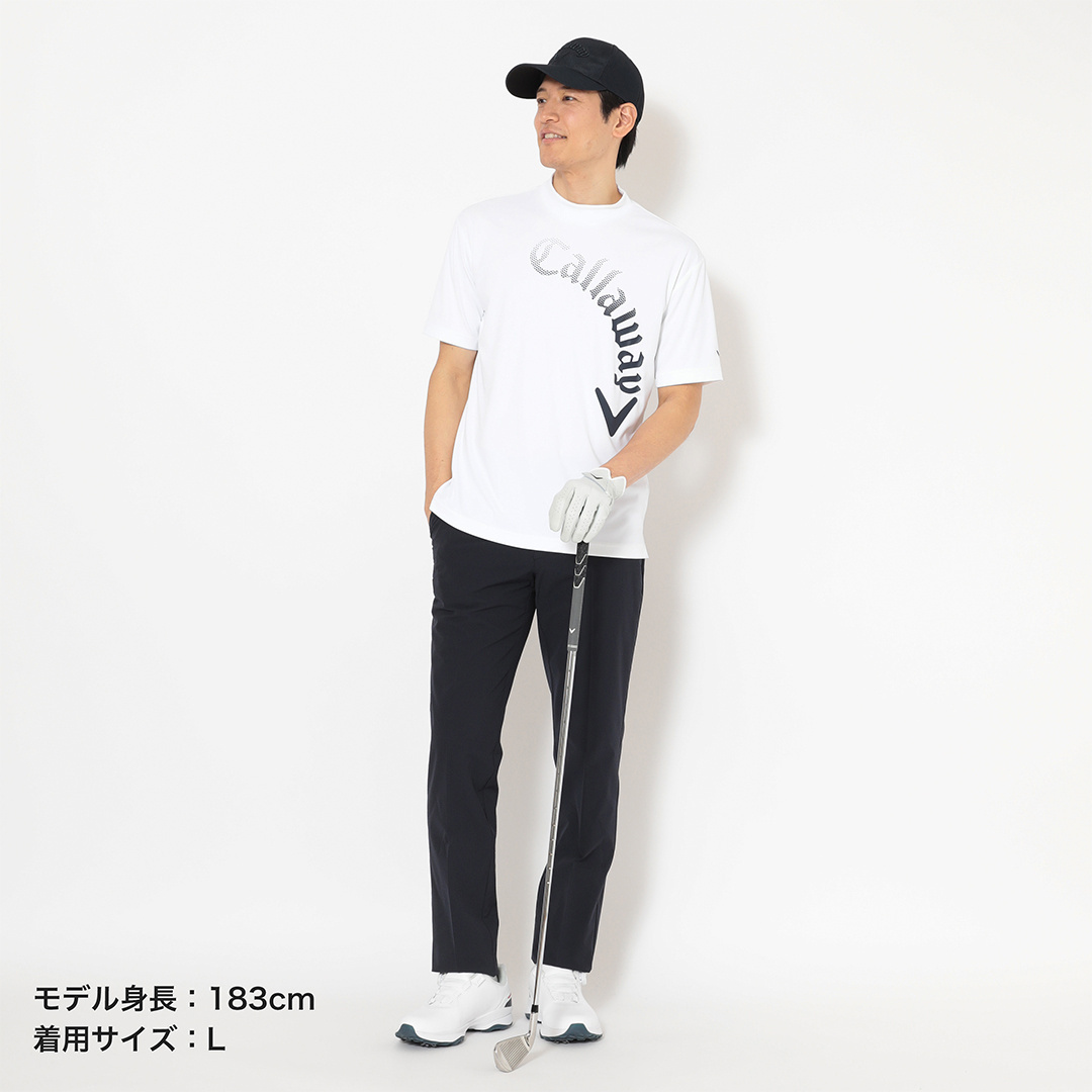 ポリエステルスムース半袖モックネックシャツ (MENS)