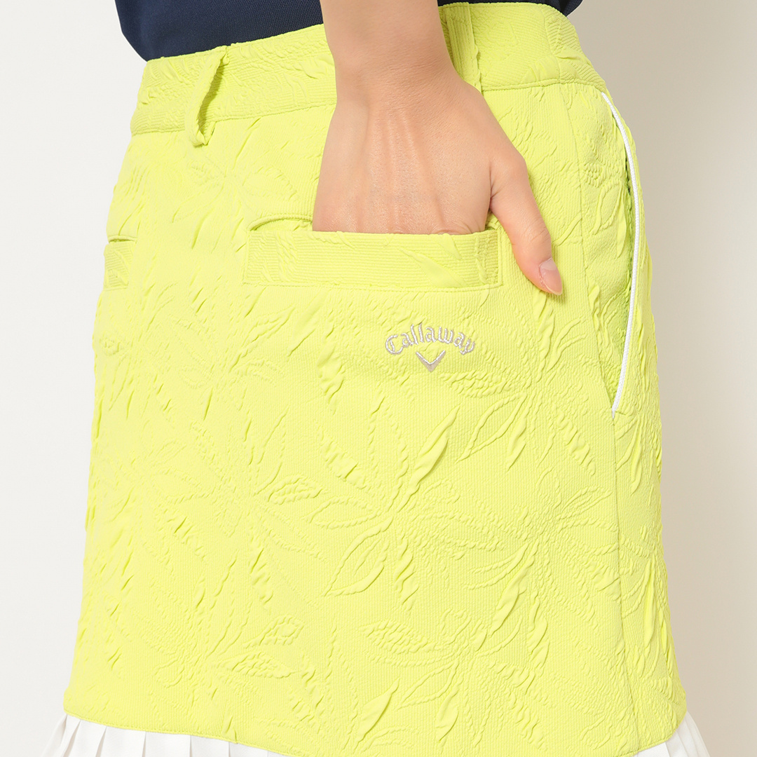 フラワージャカード裾プリーツスカート (WOMENS)