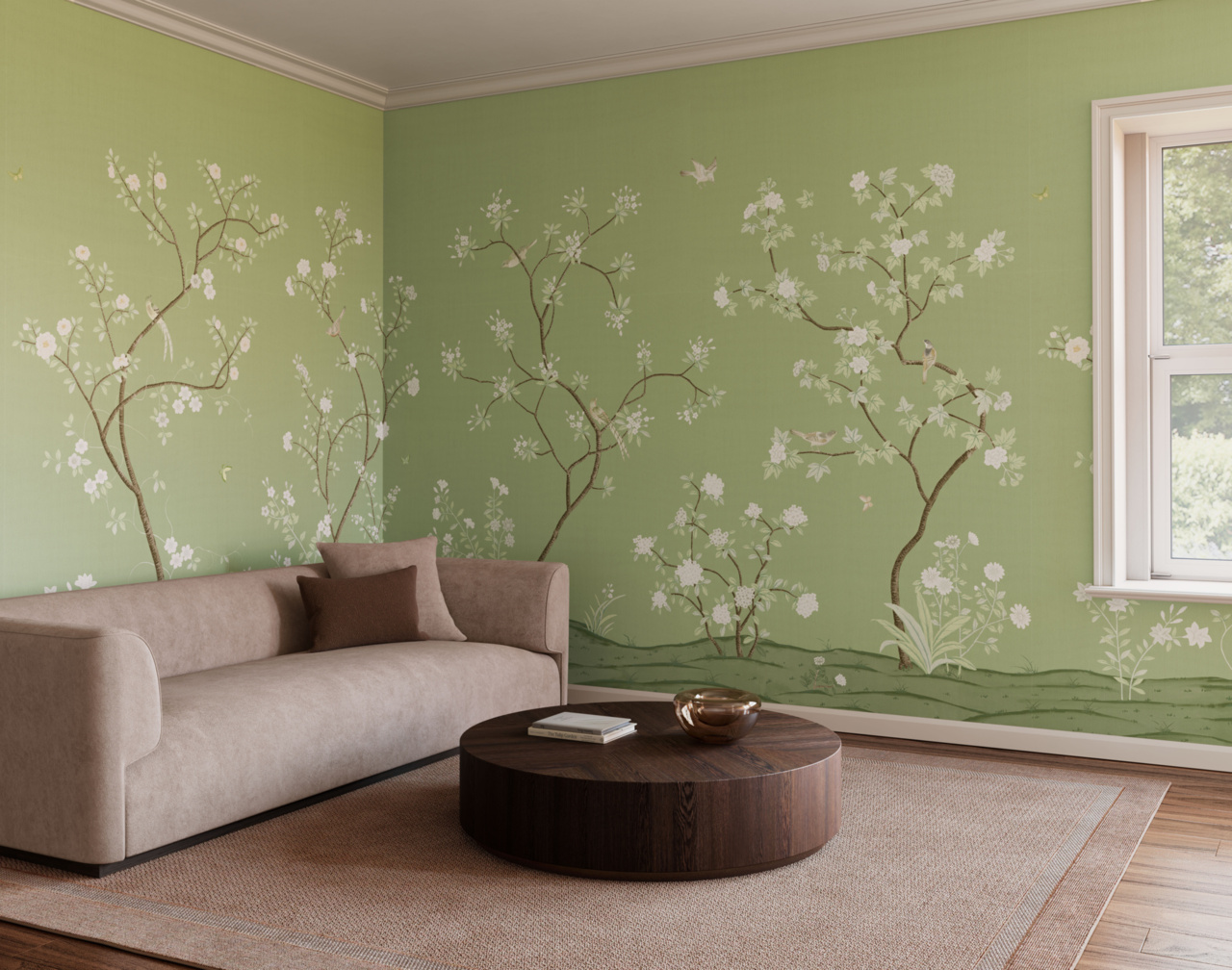 Promenade in Antique Bloom on Star Dusk Silk | Phillip Jeffries