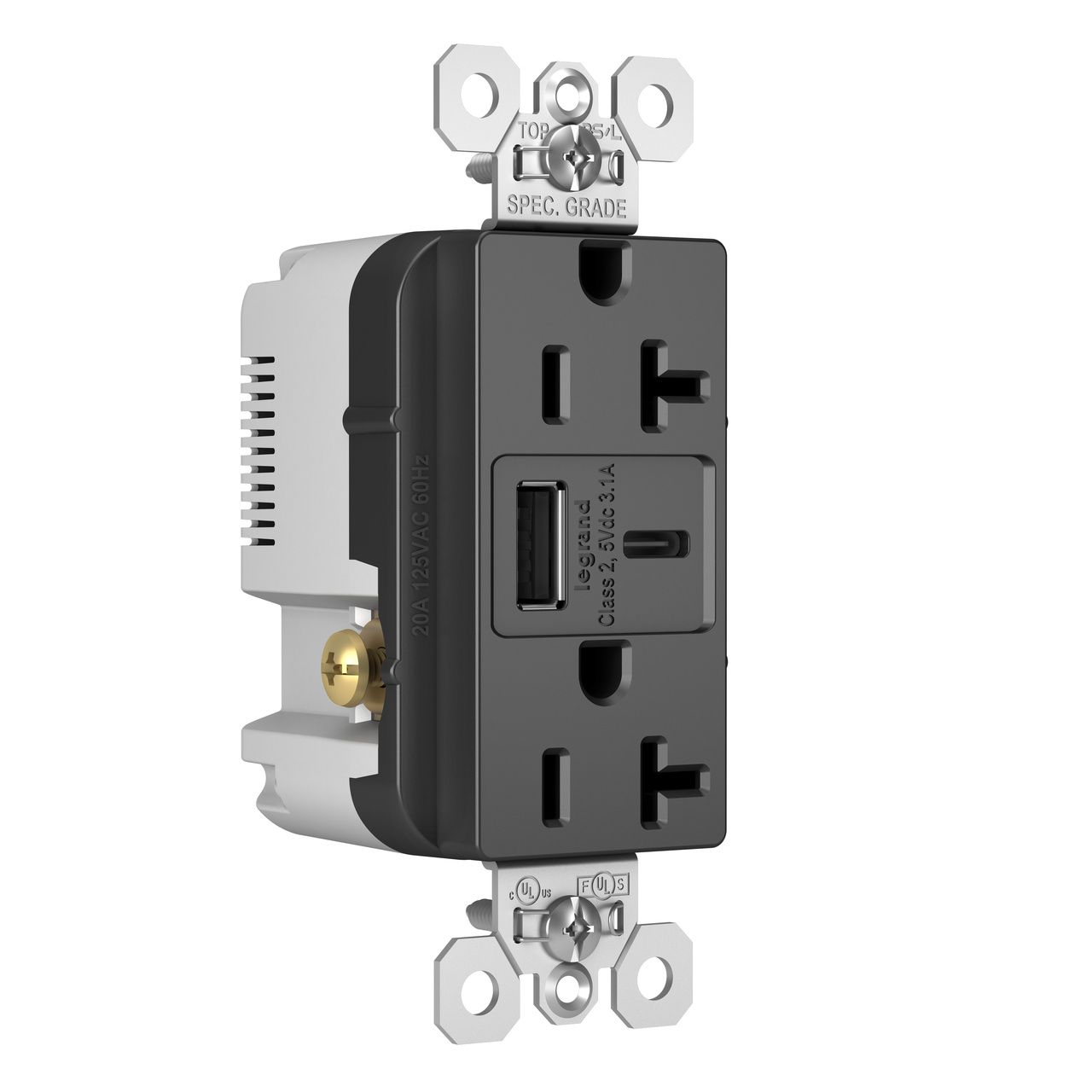 Product image for P&S TR20USBACBK 20A 125V DUP TR REC