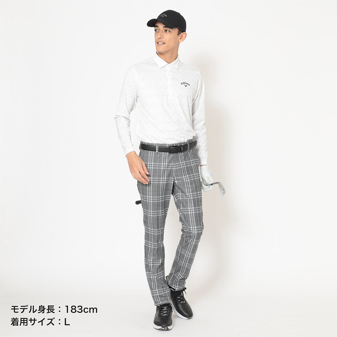 ストレッチピケチェック柄テーパードパンツ (MENS)