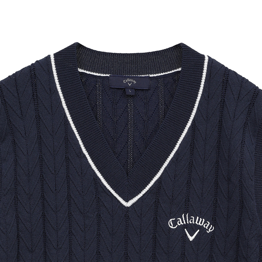 Callaway Vネック セーター ホワイト/ネイビー CALLAWAY キャロウェイ Vネック ニットセーター ホワイト系 M