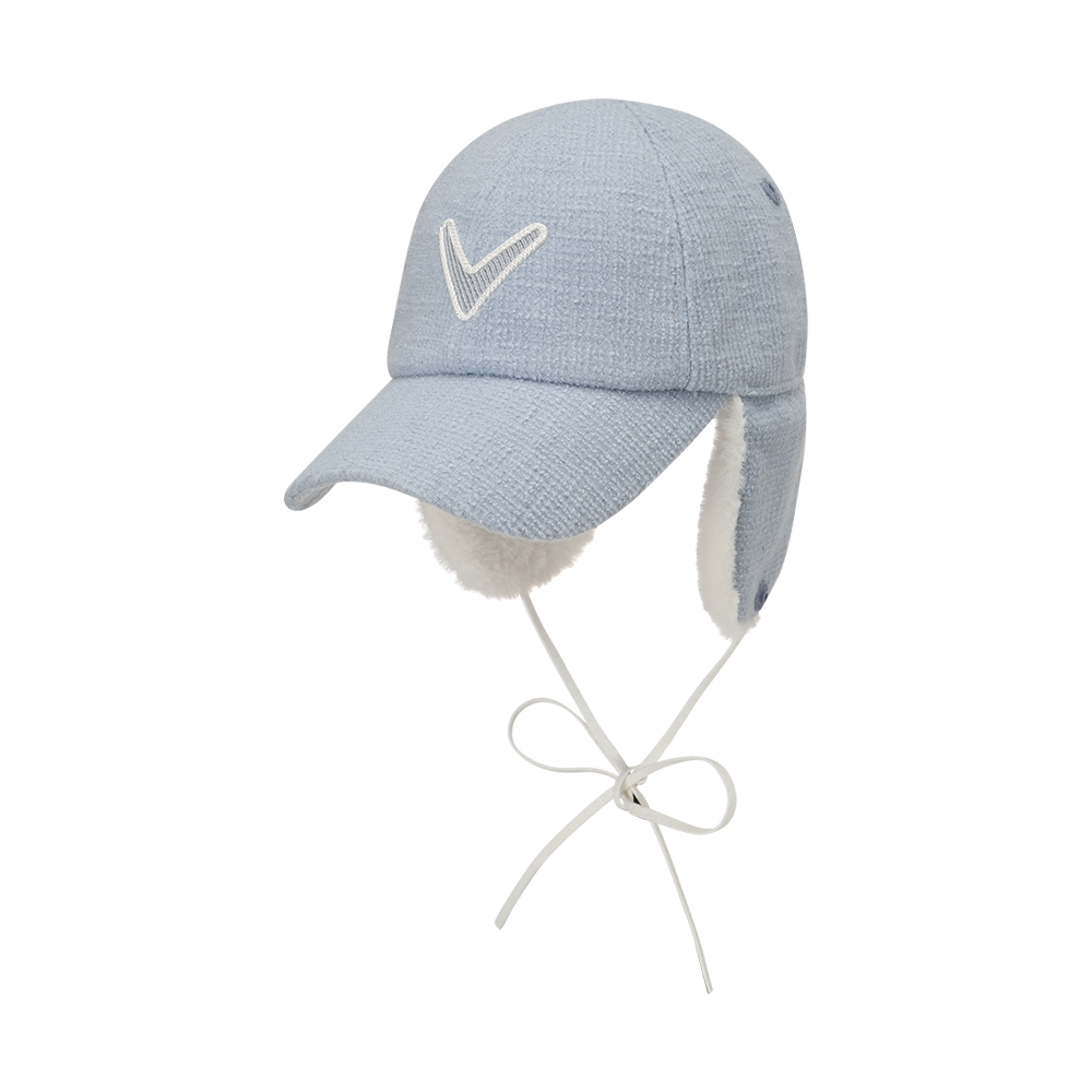 트위드 폼폼 이어워머 여성 볼캡