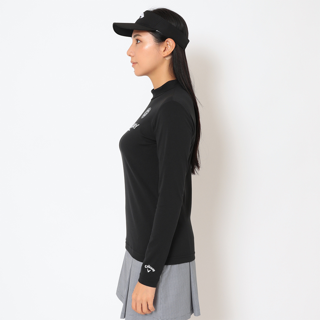 ポリエステルスムース長袖モックネックシャツ (WOMENS)