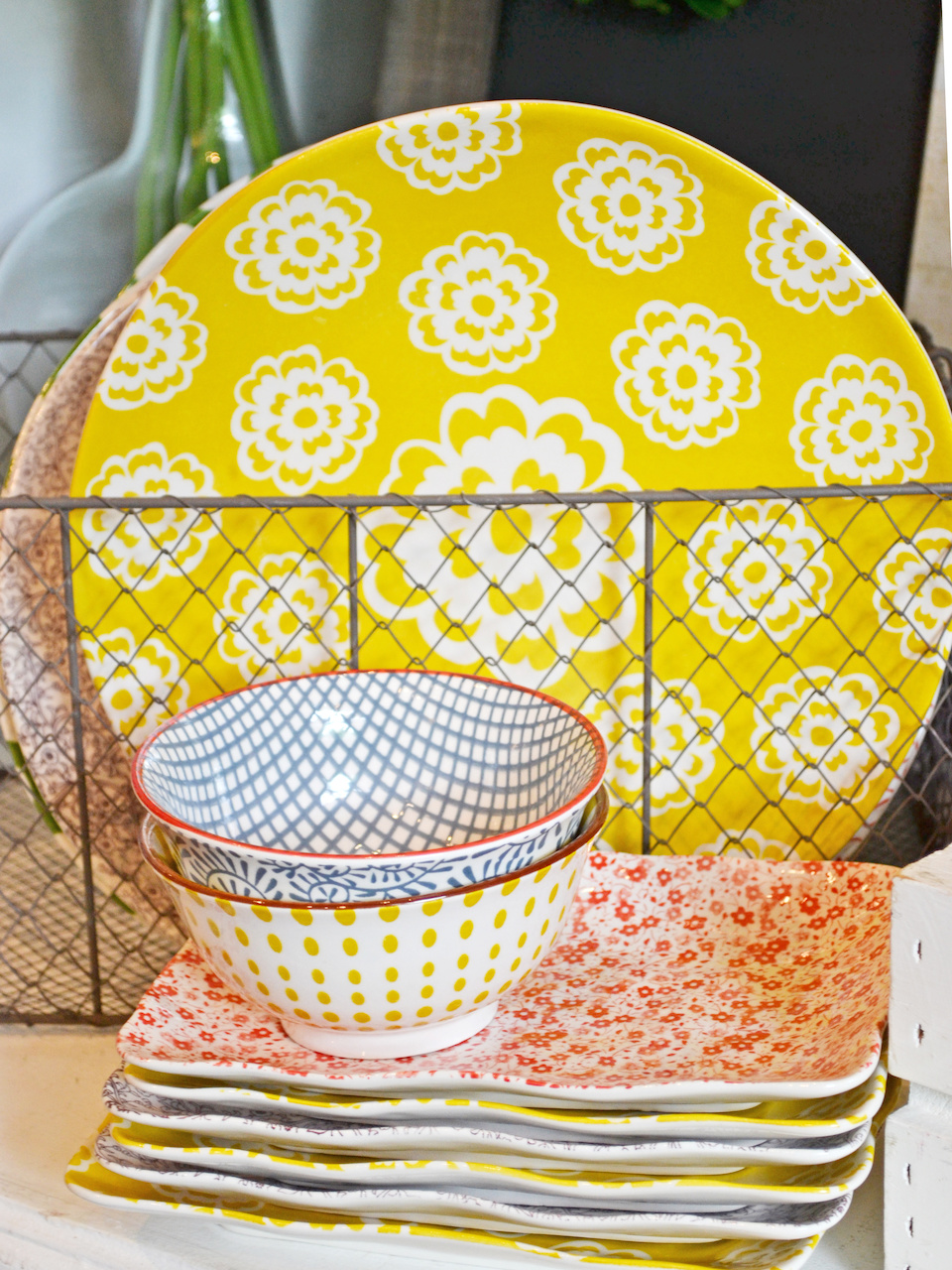 Buy the wire basket to store them in as shown here Fun bright summer dishes at Urban Farmhouse Market