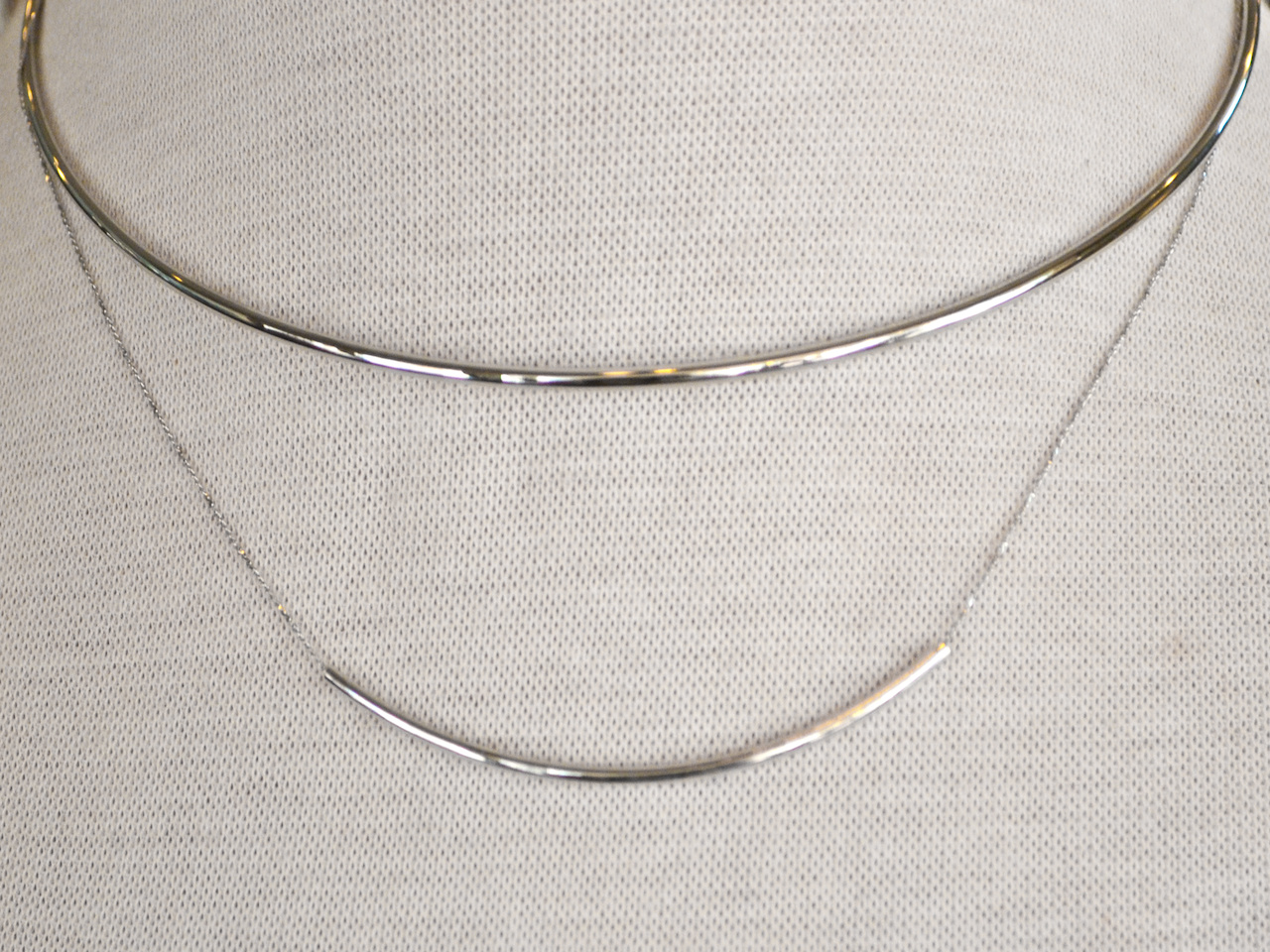 Two layers, one solid, one chain This delicate necklace makes a big statement