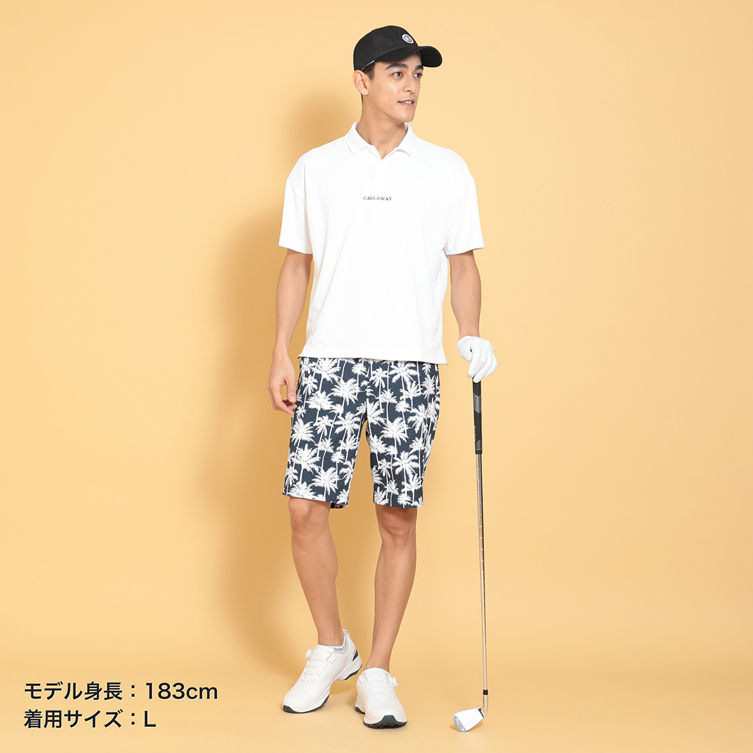 2WAYストレッチドビーヤシ柄ショートパンツ (MENS)