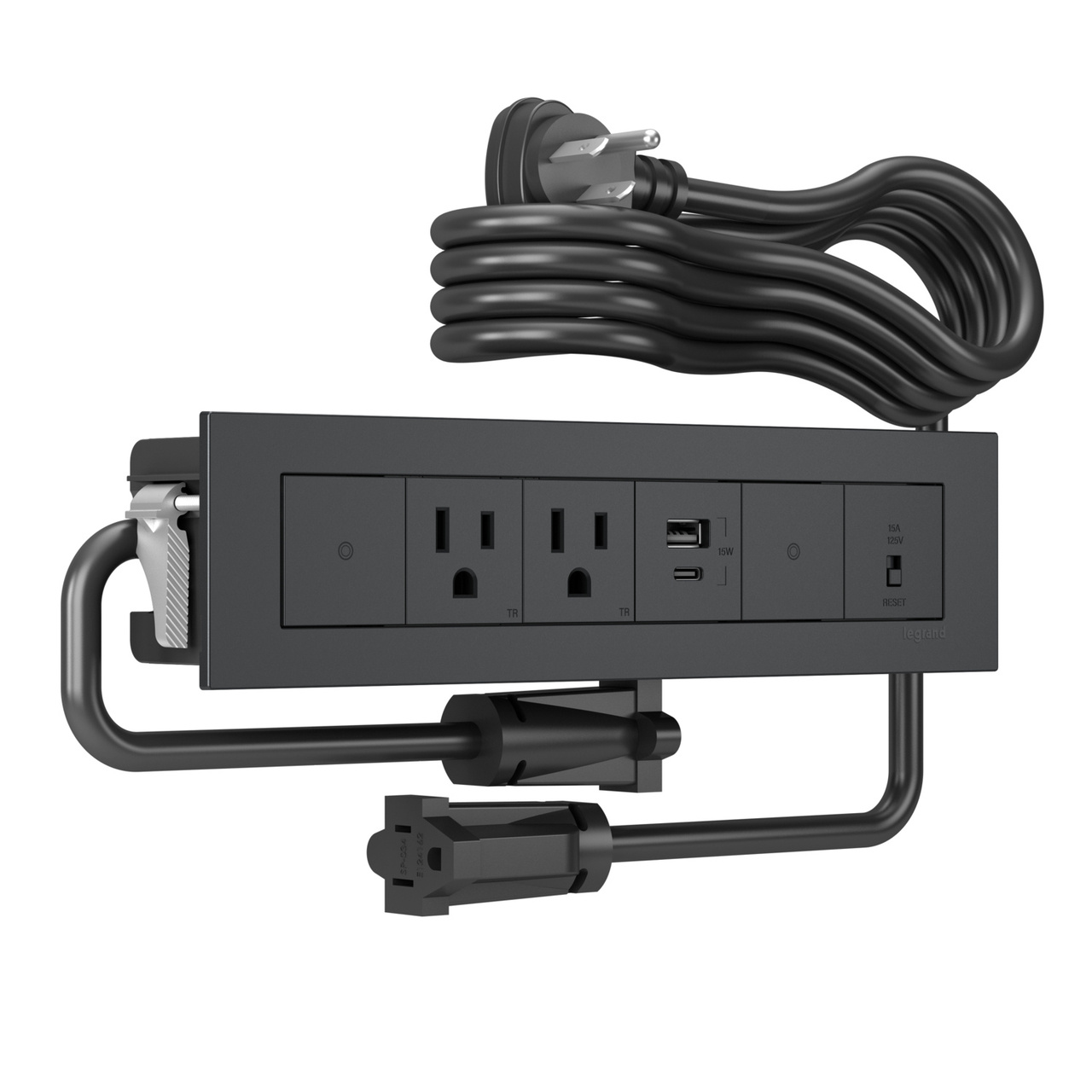 dash Furniture Power Center, 2 Outlet, 1 USB, and 2 sofTap Switch, Graphite