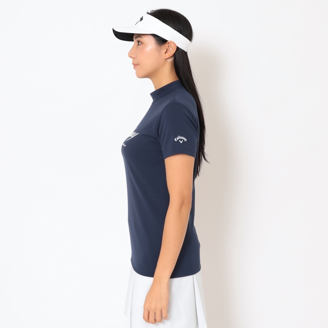 ポリエステルスムース半袖モックネックシャツ (WOMENS)