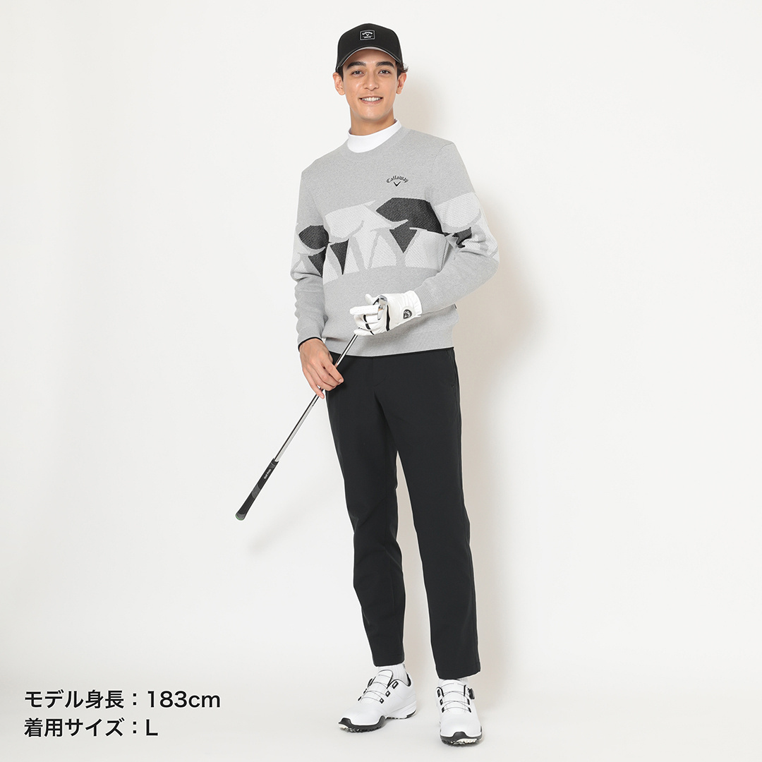 ロゴジャカードクルーネックニット (MENS)